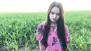 A sexual girl arranged a meeting with her stepbrother in the cornfield