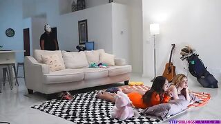 A man fucked all holes in his appetizing bisexual beauties