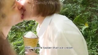 Don't lick the ice cream, suck my dick instead, a playful twist