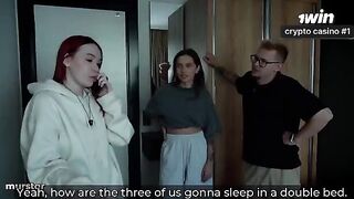I masturbate calmly while my hot stepmom gets fucked on the bed