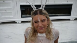 Halloween costume party: a hot college girl gets a huge facial