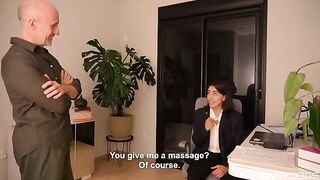 The employee's tongue is useful for her boss