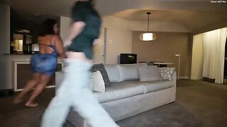 A girl with big tits likes to be hit and squeezed in the tits