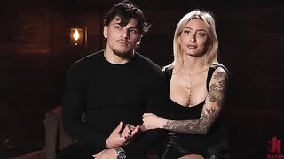 The blonde got tied up and came to a male-dominated orgasm