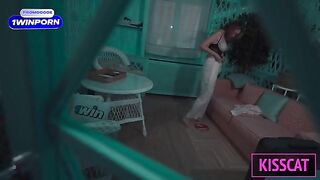 The girl came to the guy for every movement, she could not resist