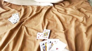 The stepdaughter has to suck her loser stepfather's cock until morning after a card game
