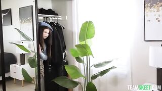 A young woman is getting wet and begging the guy not to stop