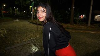 A cute girl walks back and has rough anal sex
