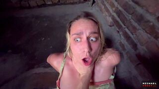 A pretty woman got a messy face after rough sex