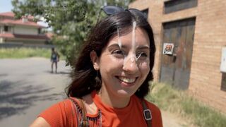 A blowjob with a huge dick and cumshot on the face