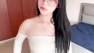 A white girl with small boobs fucks in the ass and pussy