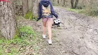 A cute girl had sex with her neighbor in the forest, it was awesome