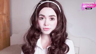 The girl played a doll for her lover in a spooky roleplay scene