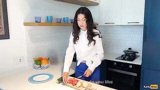 How to fuck a girl and grab her by the neck — kitchen sex