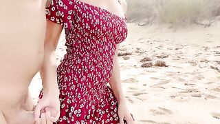 The couple has sex on the beach without any barriers