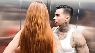 I met my neighbor in the elevator and she gave me milk on the face