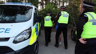 The guy was arrested for exposure, but the police released him after a blowjob