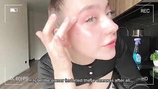 A hot Russian girl shows how to clean the apartment and train the vagina muscles