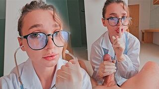The nurse is too loud, it distracts her from the blowjob