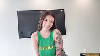 Luke Cooper fucked natural big tits Aussie babe Harper in a steamy scene