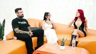 Two sluts fucked one after another by a huge cock