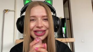 I sucked my friend's dick until he came on my cute face