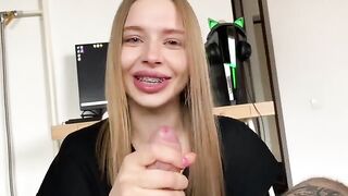 I sucked my friend's dick until he came on my cute face