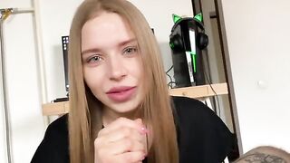 I sucked my friend's dick until he came on my cute face