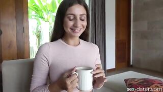 Hot brunette from SEX-DATER invited for tea and more in 4K