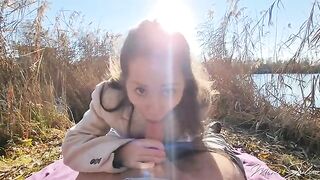 Petite babe Mini Julia, 5'2" from Austria, fucked outdoors by a stranger