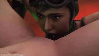 Lesbian bondage and BDSM action with Powergirl and Catwoman, featuring intense tickling