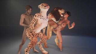 Furry girl is being fucked by a huge monster cock