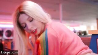 A pretty girl Kenzie has sex with a stranger in public