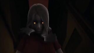 Red eyes Alma in cowgirl pose, inspiring fear and orgasm
